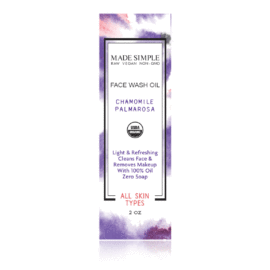 Made Simple Skin Care Face Wash Oil Chamomile Palmarosa USDA Certified Organic Raw Vegan NonGMO Made Simple Skin Care Face Wash Oil Chamomile Palmarosa USDA Certified Organic Raw Vegan NonGMO