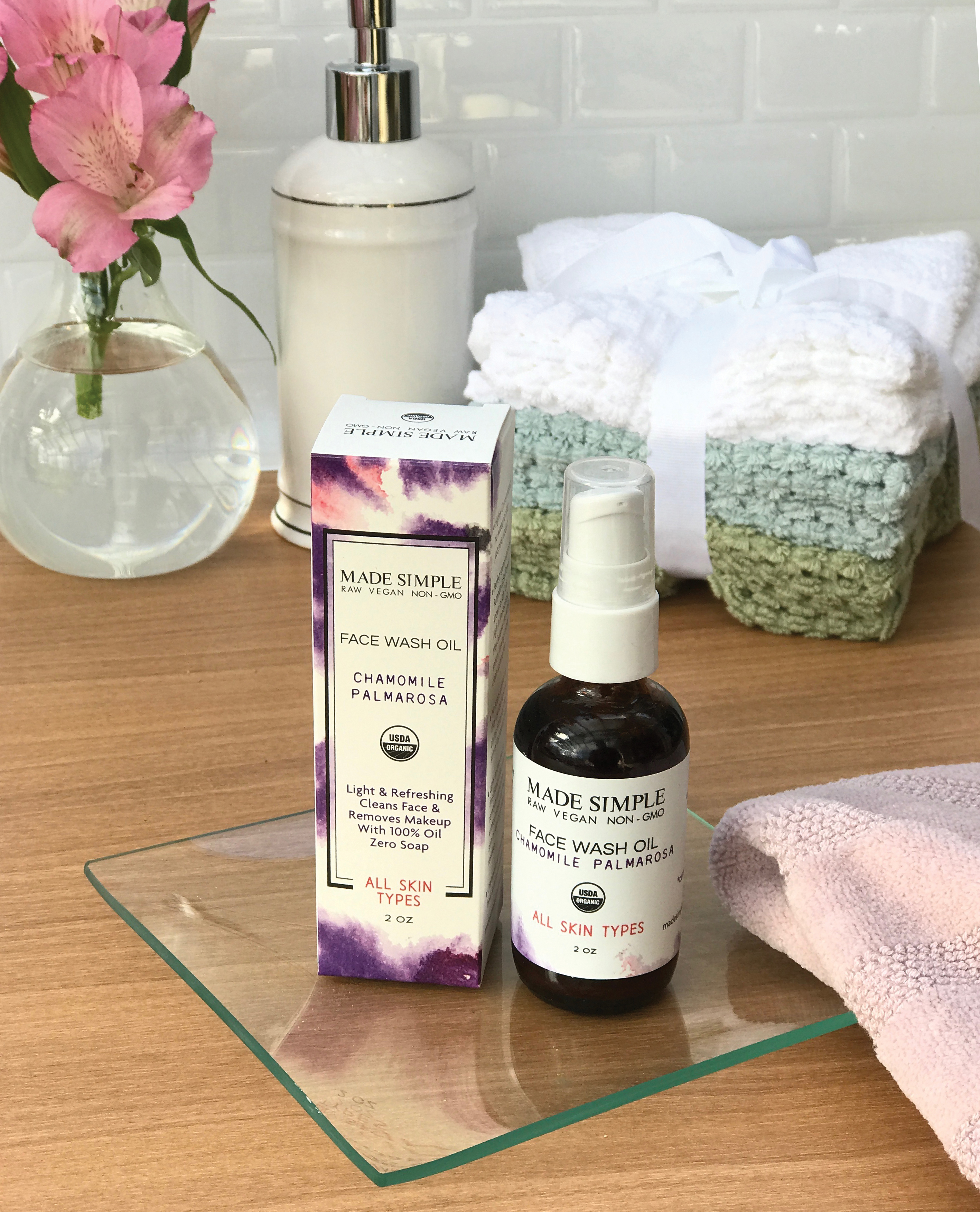 Chamomile Palmarosa Face Wash Oil - Made Simple Skin Care