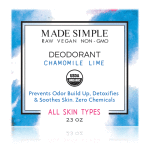 Made Simple Skin Care Chamomile Lime Deodorant USDA Certified Organic Raw Vegan NonGMO