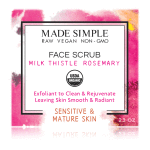 Made Simple Skin Care Milk Thistle Rosemary Face Scrub USDA Certified Organic Raw Vegan NonGMO