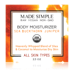 Made Simple Skin Care Sea Buckthorn Juniper Body Moisturizer USDA Certified Organic Raw Vegan NonGMO