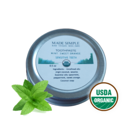Made Simple Skin Care certified organic raw vegan nonGMO Crueltyfree mint sweet orange toothpaste sample5a