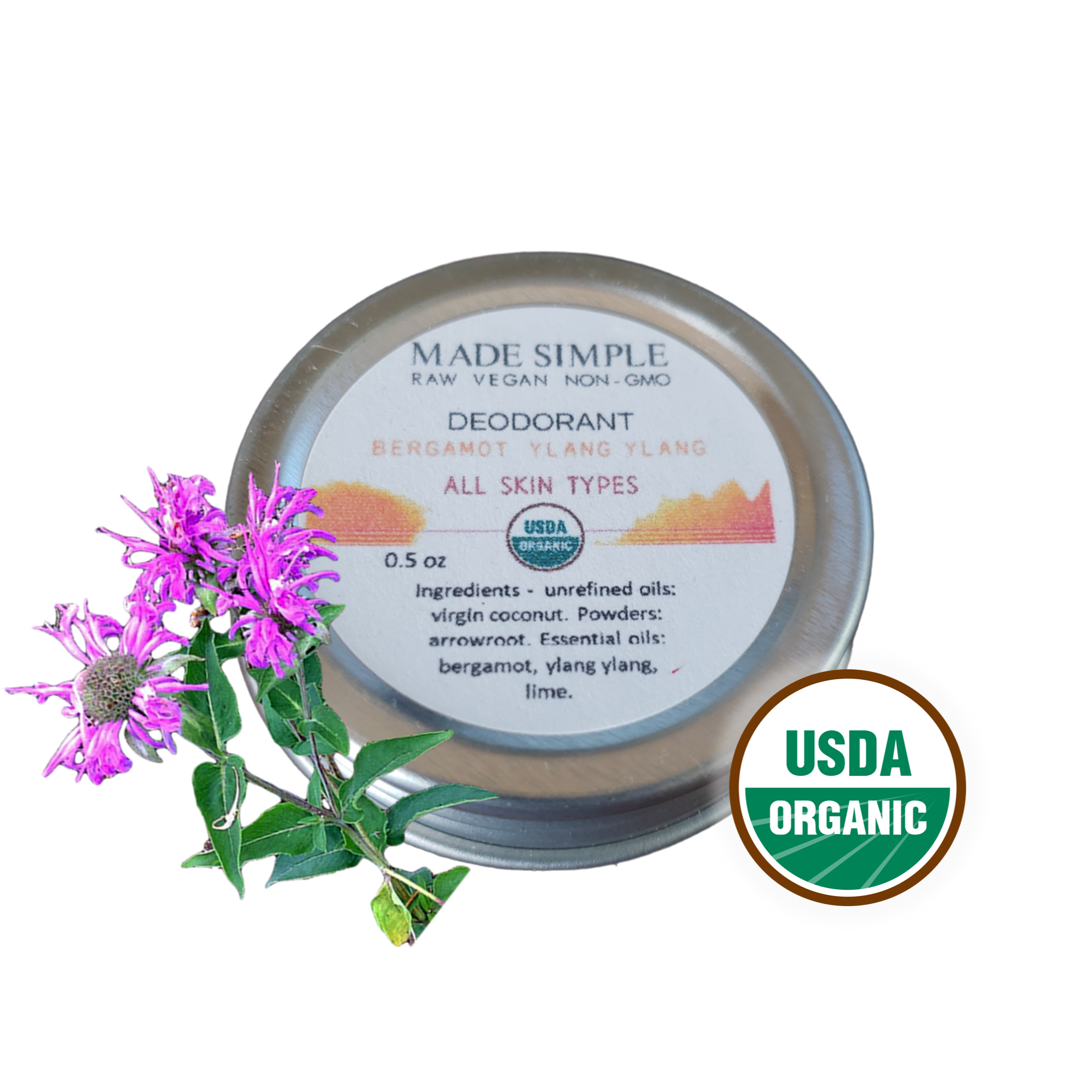 Made Simple Skin Care Bergamot Ylang Ylang Deodorant USDA certified organic raw vegan nonGMO sample3a