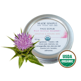 Made Simple Skin Care USDA certified organic raw vegan scrub Milk Thistle Rosemary sample4a