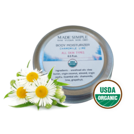 Made Simple Skin Care certified organic raw vegan nonGMO chamomile lime moisturizer sample 4a