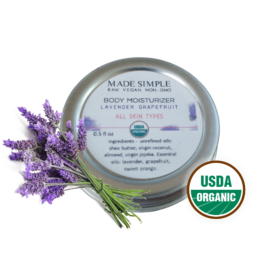 Made Simple Skin Care certified organic raw vegan nonGMO lavender grapefruit moisturizer sample4a