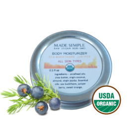 Made Simple Skin Care certified organic raw vegan nonGMO sea buckthorn juniper moisturizer sample4a
