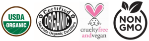 Made Simple Skin Care usda certified organic raw vegan logos