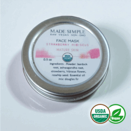 Made Simple Skin Care USDA cerfified organic raw vegan mask Strawberry Hibiscus sample