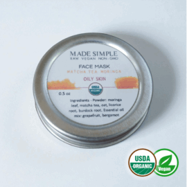 Made Simple Skin Care USDA certified organic raw vegan mask Matcha Tea Moringa sample