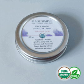 Made Simple Skin Care USDA certified organic raw vegan mask Spirulina Hemp sample
