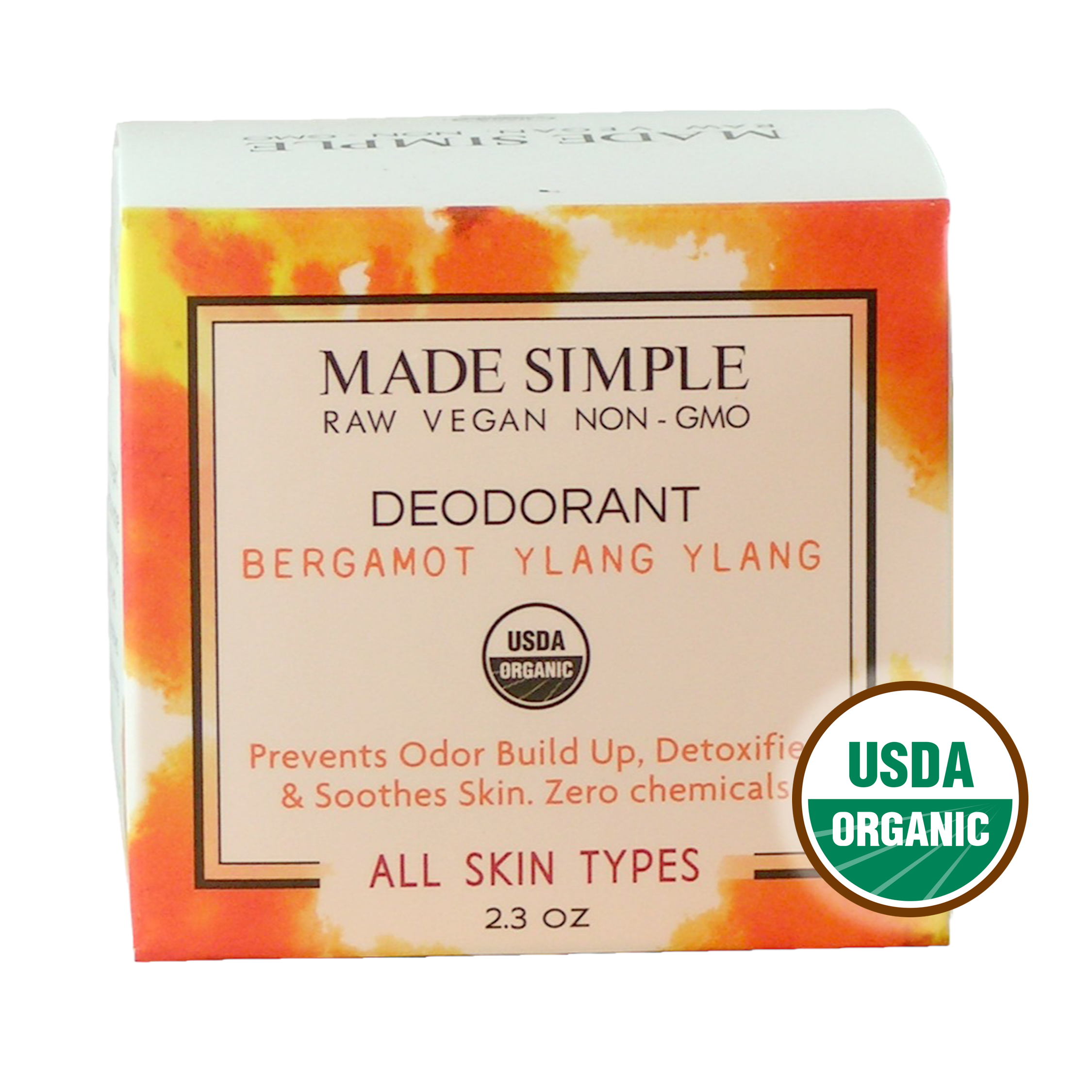 Made Simple Skin Care Bergamot Ylang Ylang Deodorant USDA certified organic raw vegan nonGMO
