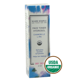 Made Simple Skin Care Face Toner Hydrosol Chamomile Lime USDA Certified Organic Raw Vegan NonGMO