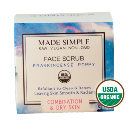 Made Simple Skin Care Frankincense Poppy face scrub USDA Certified Organic Raw Vegan NonGMO