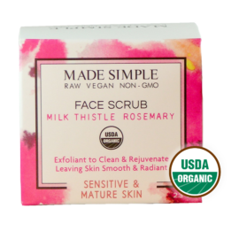 Made Simple Skin Care Milk Thistle Rosemary Face Scrub USDA Certified Organic Raw Vegan NonGMO