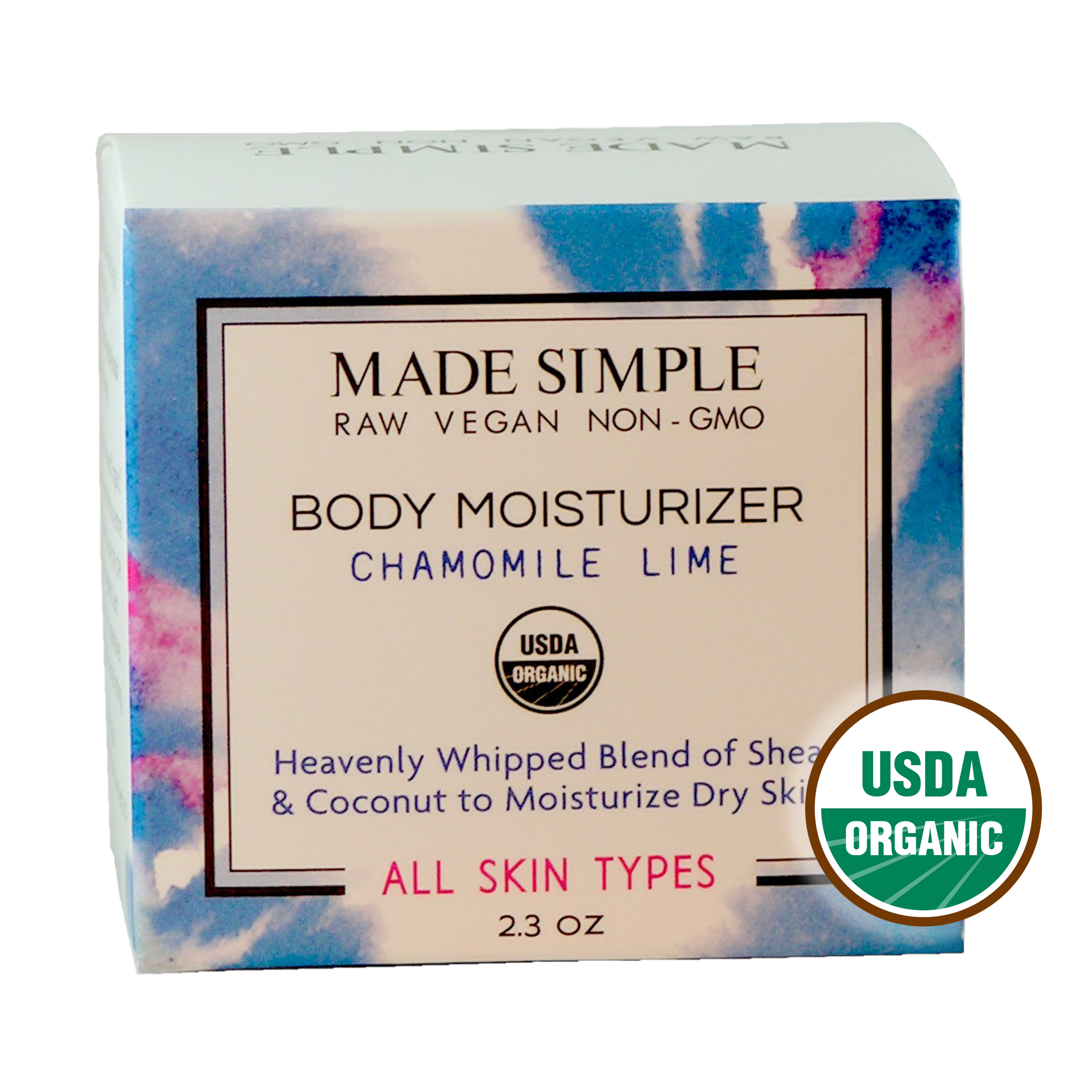 Made Simple Skin Care certified organic raw vegan nonGMO chamomile lime moisturizer