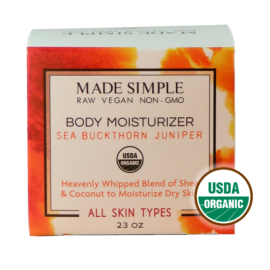 Made Simple Skin Care certified organic raw vegan nonGMO sea buckthorn juniper moisturizer