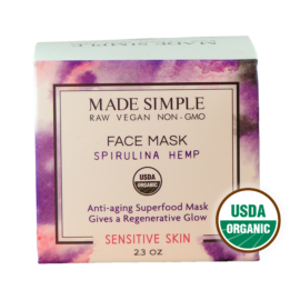 Made Simple Skin Care certified organic raw vegan nonGMO spirulina hemp face mask