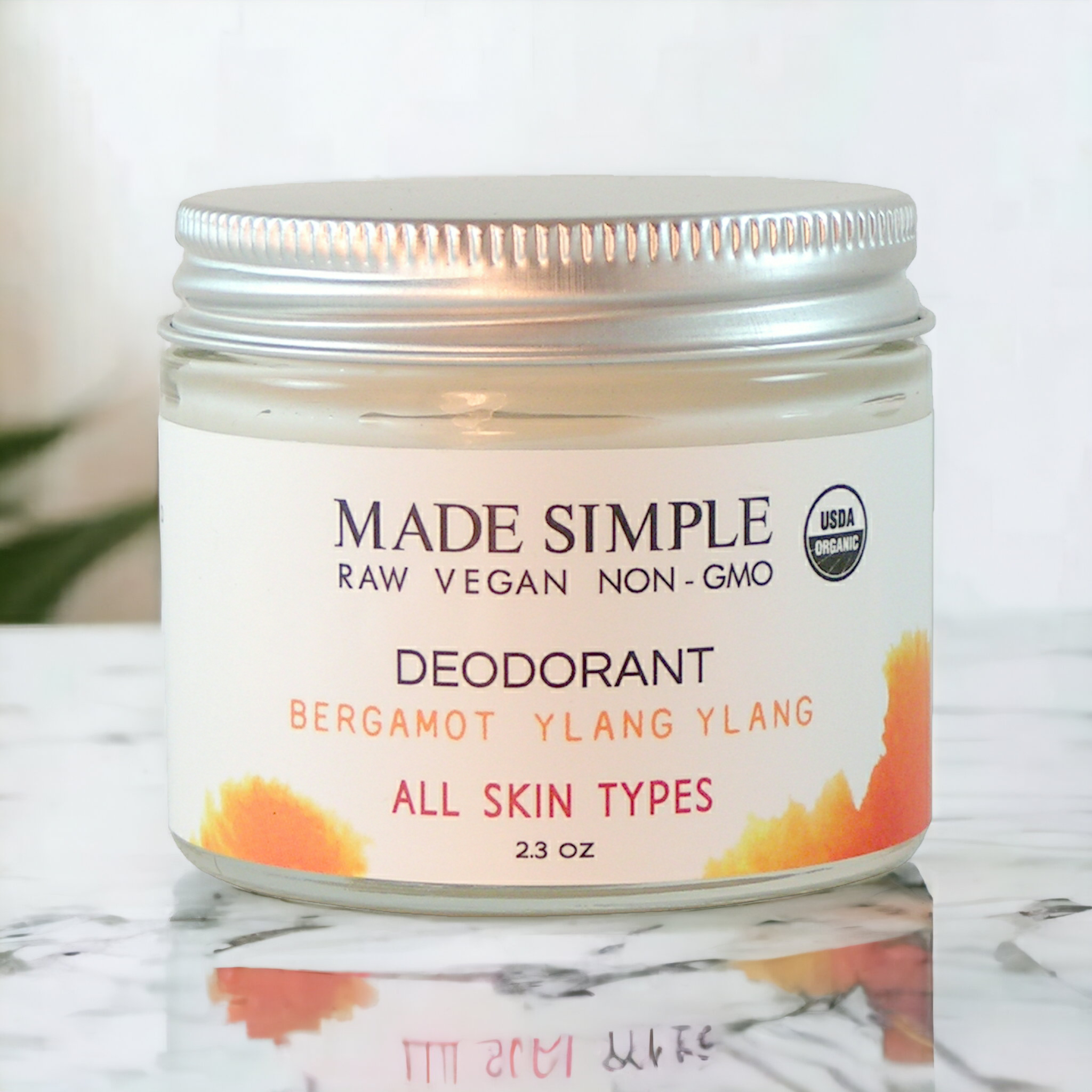 Made Simple Skin Care Bergamot Ylang Ylang Deodorant USDA certified organic raw vegan nonGMO