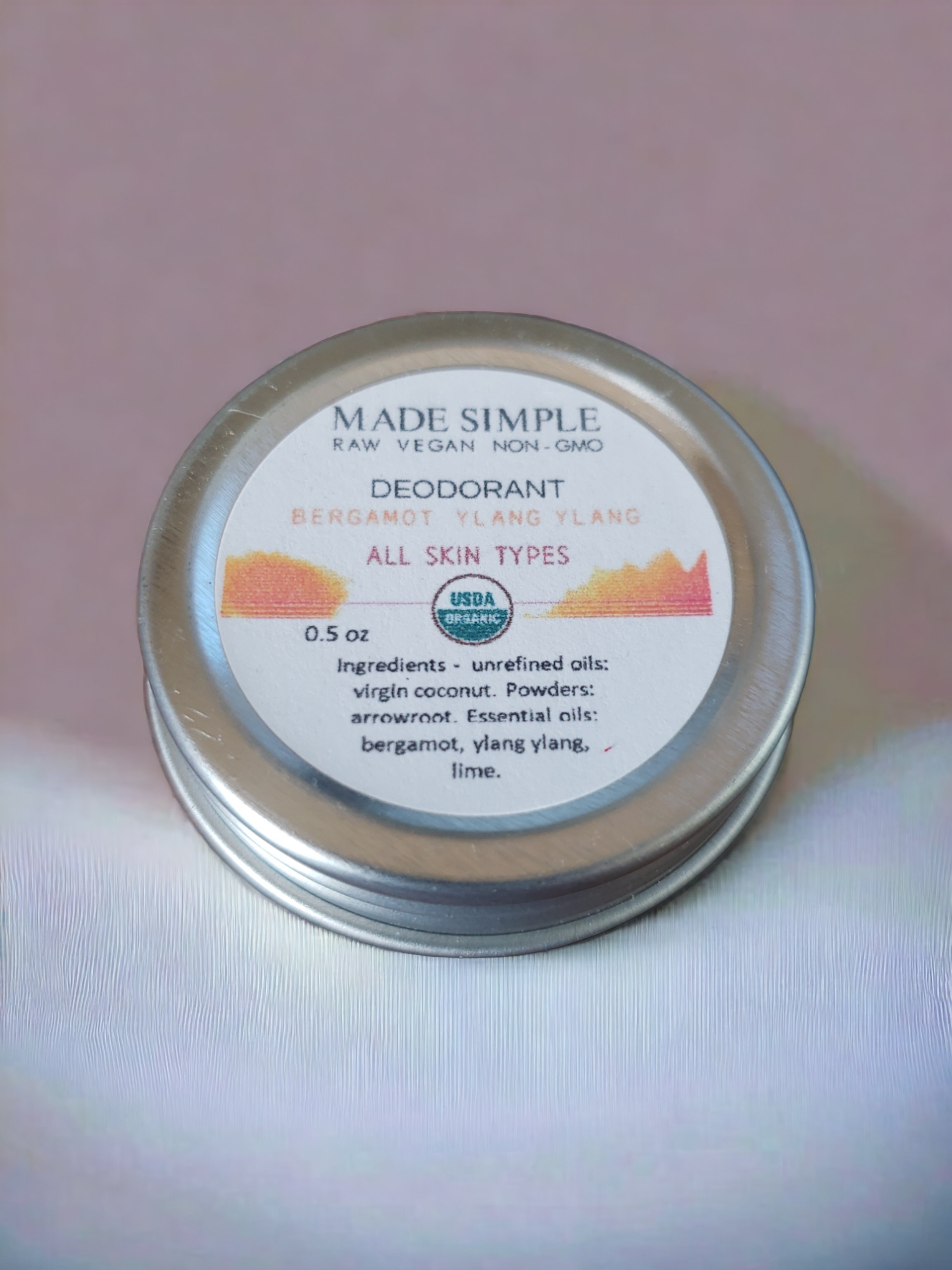 Made-Simple-Skin Care-Bergamot-Ylang Ylang-Deodorant-USDA certified organic-raw-vegan-nonGMO sample