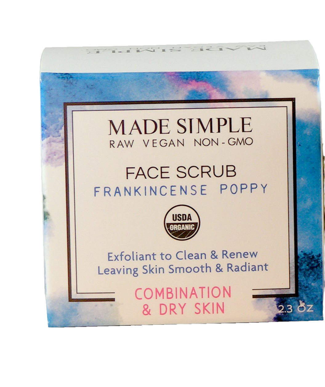 Made Simple Skin Care Frankincense Poppy face scrub USDA Certified Organic Raw Vegan NonGMO