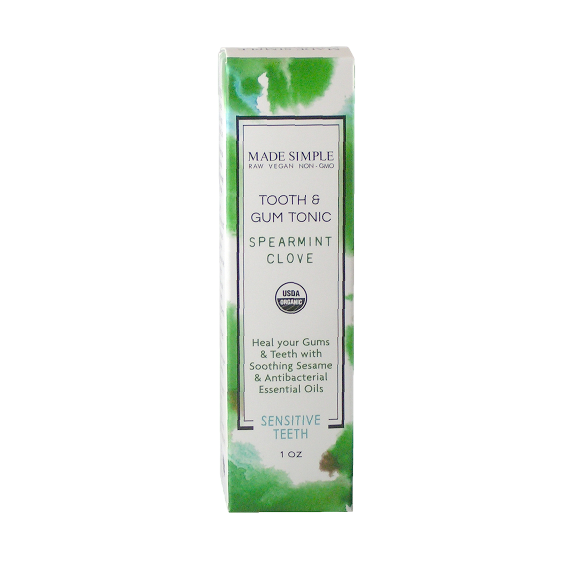 Made Simple Skin Care Tooth Gum Tonic Spearmint Clove USDA Certified Organic Raw Vegan NonGMO