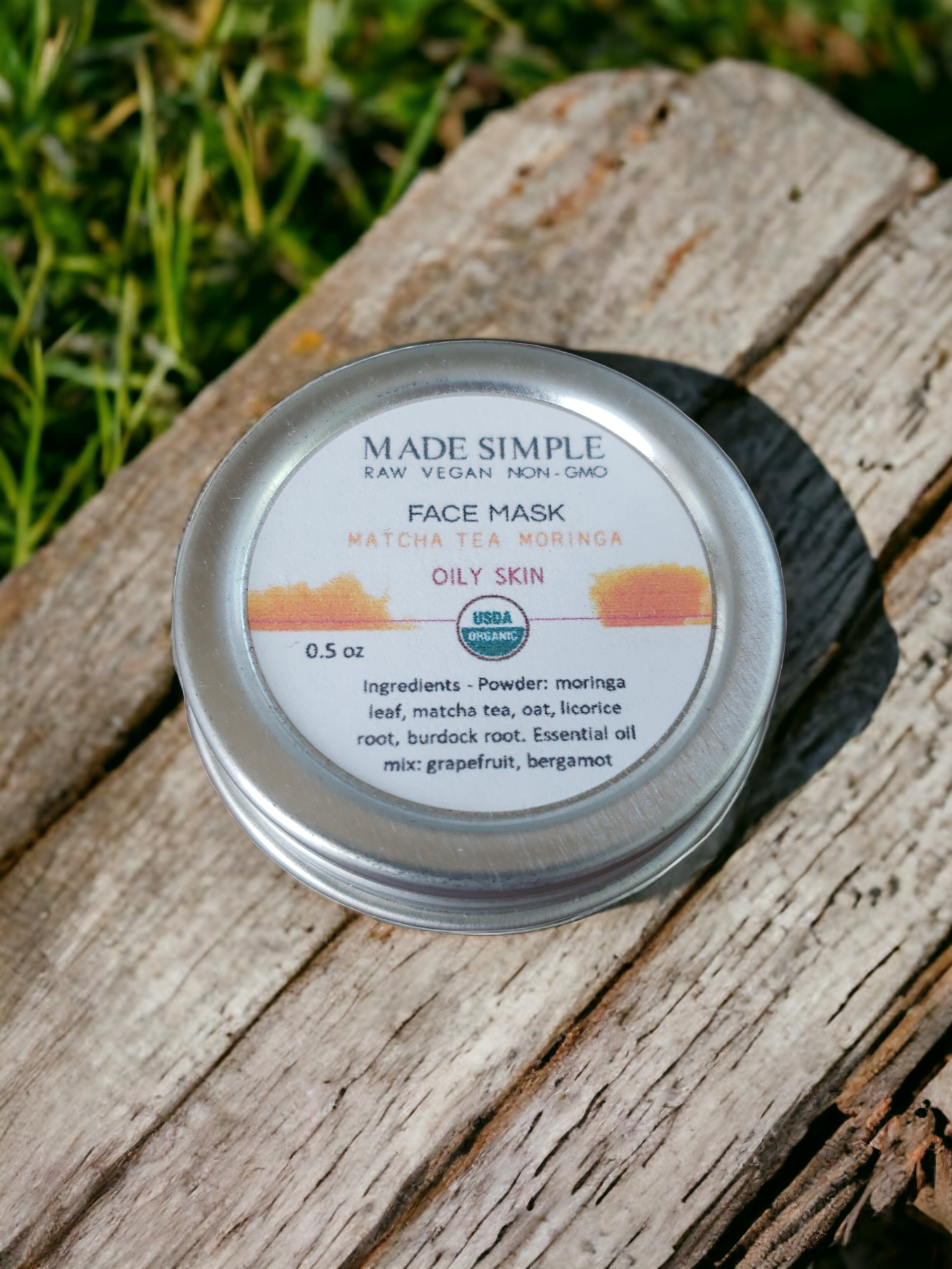 Made Simple Skin Care USDA certified organic raw vegan mask Matcha Tea Moringa sample2