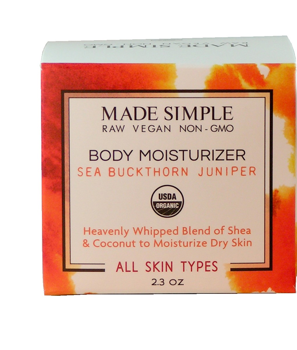 Made Simple Skin Care certified organic raw vegan nonGMO sea buckthorn juniper moisturizer