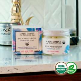 Made Simple Skin Care certified organic raw vegan nonGMO chamomile lime moisturizer