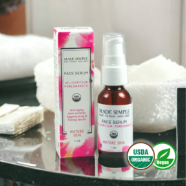 Made Simple Skin Care certified organic raw vegan nonGMO crueltyfree helichrysum pomegranate face serum