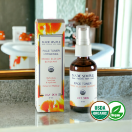 Made Simple Skin Care certified organic raw vegan nonGMO crueltyfree orange bergamot face toner