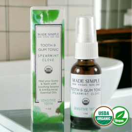 Made Simple Skin Care usda certified organic raw vegan nonGMO crueltyfree tooth and gum tonic