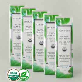 Made Simple Skin Care Tooth Gum-Tonic Spearmint Clove USDA Certified Organic Raw Vegan NonGMO family
