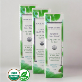 Made Simple Skin Care Tooth Gum Tonic Spearmint Clove USDA Certified Organic Raw Vegan NonGMO trio