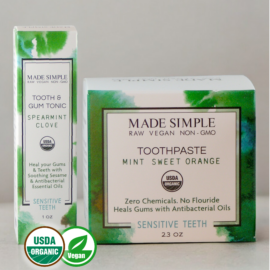 Made Simple Skin Care USDA certified organic raw vegan cruelty free Oral Care Package 1