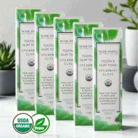 Made Simple Skin Care Tooth Gum Tonic Spearmint Clove USDA Certified Organic Raw Vegan NonGMO family pack