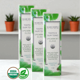 Made Simple Skin Care Tooth GumTonic Spearmint Clove USDA Certified Organic Raw Vegan NonGMO