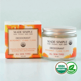 Made Simple Skin Care Bergamot Ylang Ylang Deodorant USDA certified organic raw vegan nonGMO