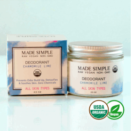 Made Simple Skin Care - Chamomile Lime Deodorant usda certified organic raw vegan nonGMO