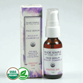 Made Simple Skin Care certified organic raw veagan nonGMO crueltyfree rosehip chamomile face serum