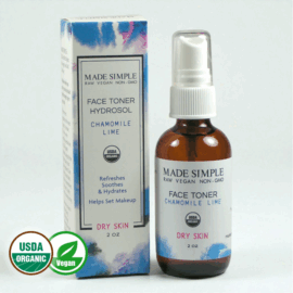 Made Simple Skin Care certified organic raw vegan nonGMO Crueltyfree chamomile lime face toner