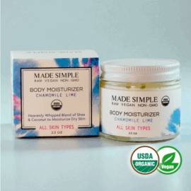 Made Simple Skin Care certified organic raw vegan nonGMO chamomile lime moisturizer