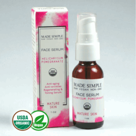 Made Simple Skin Care certified organic raw vegan nonGMO crueltyfree helichrysum pomegranate face serum