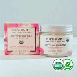 Made Simple Skin Care certified organic raw vegan nonGMO helichrysum moisturizer