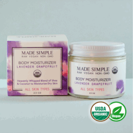Made Simple Skin Care certified organic raw vegan nonGMO lavender grapefruit moisturizer