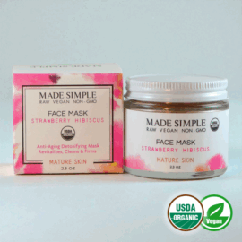 Made Simple Skin Care certified organic raw vegan nonGMO strawberry hibiscus face mask