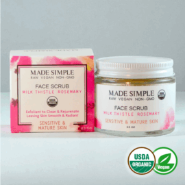 Made Simple Skin Care usda certified organic raw vegan nonGMO crueltyfree milk thistle rosemary face scrub
