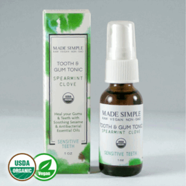 Made Simple Skin Care usda certified organic raw vegan nonGMO crueltyfree tooth and gum tonic
