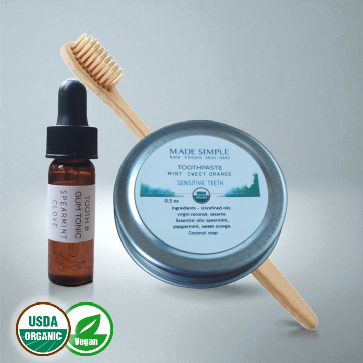 Made Simple Skin Care Organic Natural Oral Care Samples tin brush Made Simple Skin Care Organic Natural Oral Care Samples tin brush