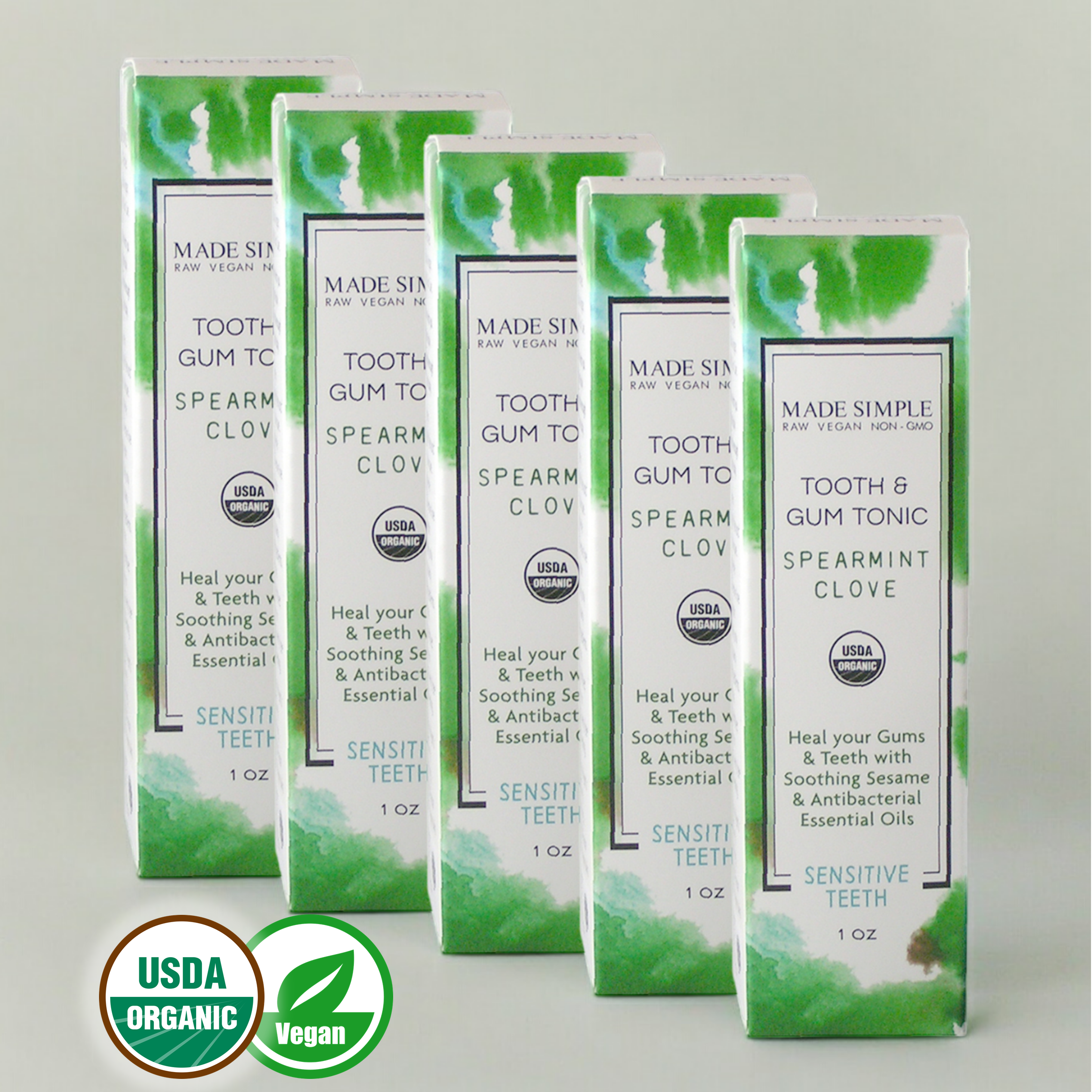 Made Simple Skin Care Tooth Gum Tonic Spearmint Clove USDA Certified Organic Raw Vegan NonGMO